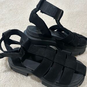 UGG Black Strappy Platform Sandals